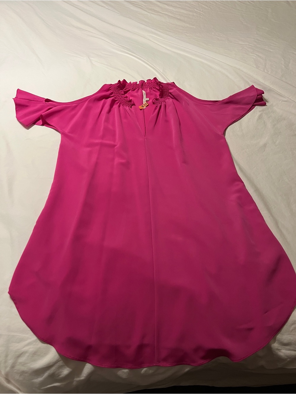 Rachel Roy Hot Pink Med Cold-Shoulder Shift Dress